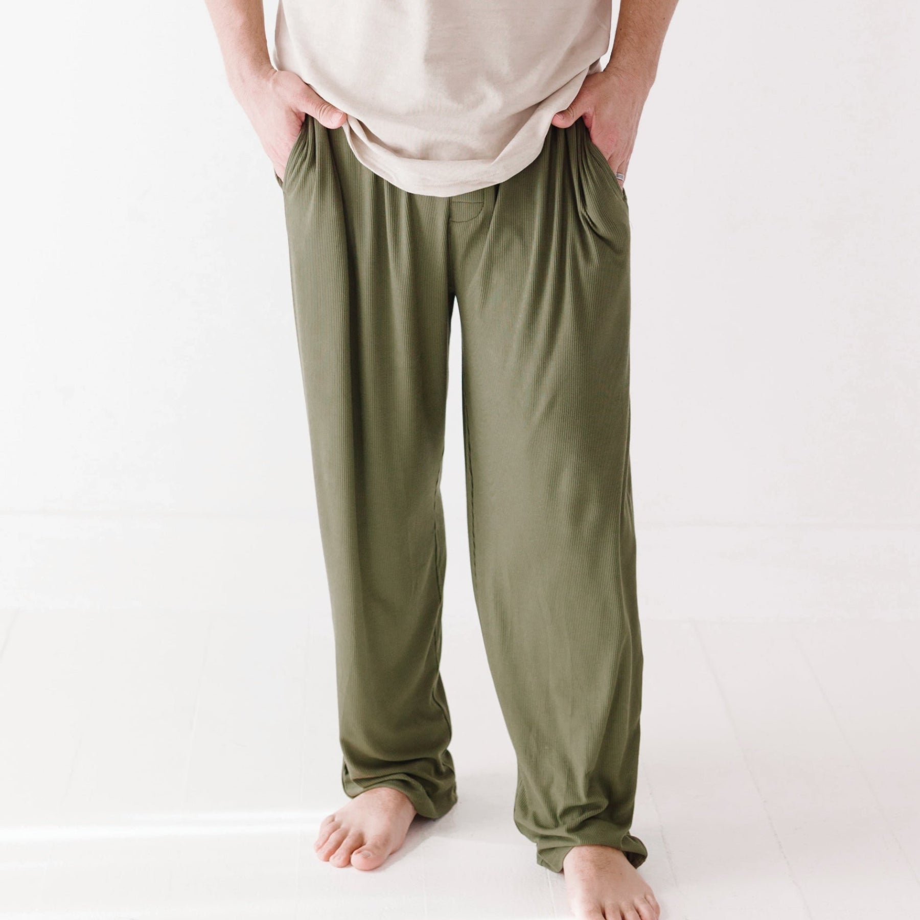 Olive Small Ribbed Men's Pants