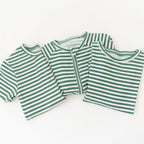 Eucalyptus Green Stripe Small Ribbed Shorts Two-Piece Set