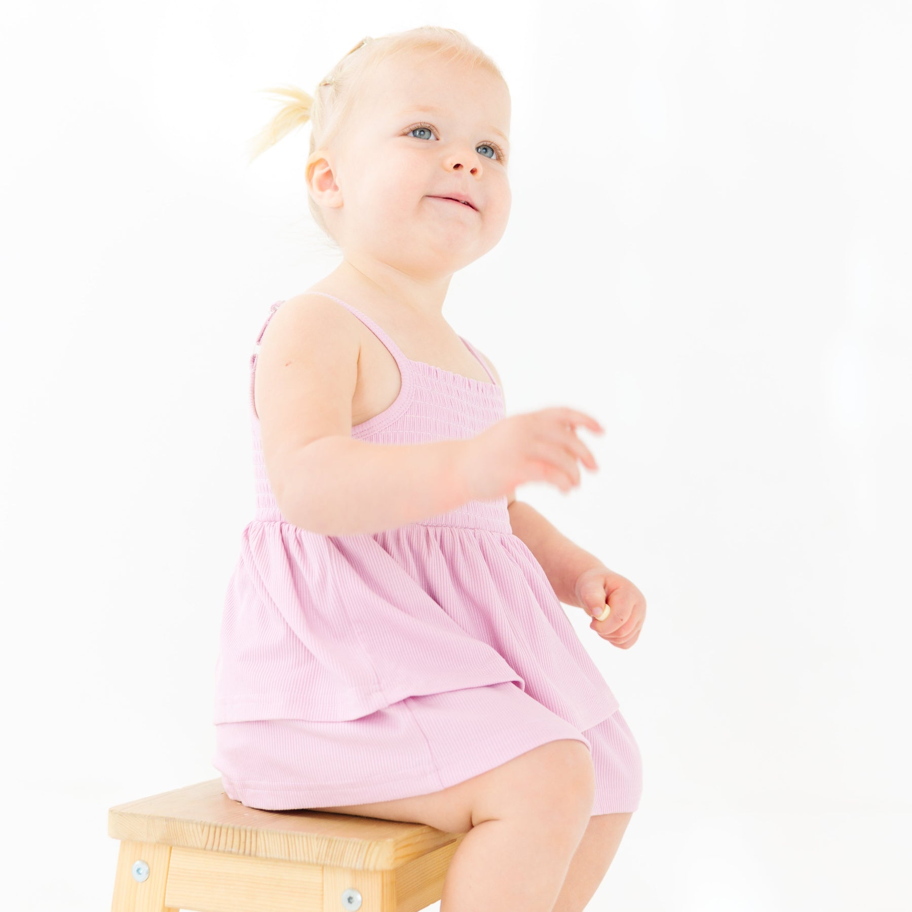 Lilac Mist Small Ribbed Ruffle Romper