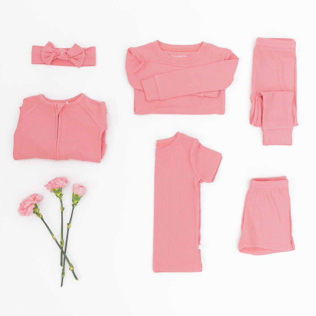 Peony Pink Small Ribbed Zip Romper