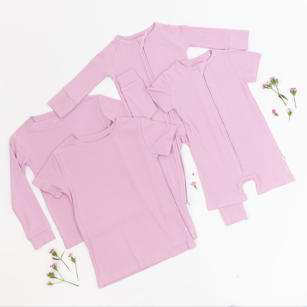 Lilac Mist Small Ribbed Zip Romper