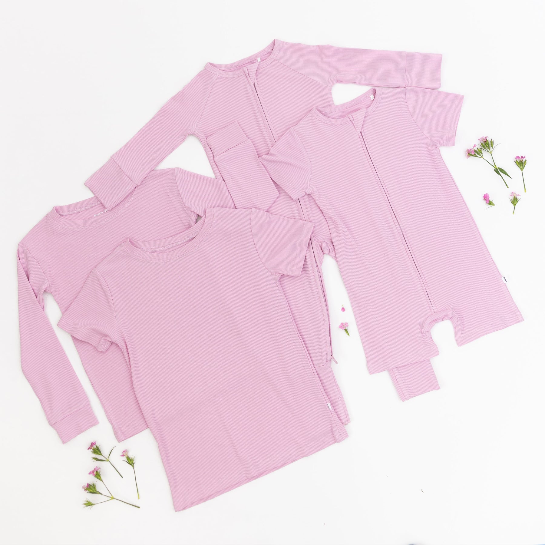 Lilac Mist Small Ribbed Zip Romper