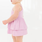 Lilac Mist Small Ribbed Ruffle Romper