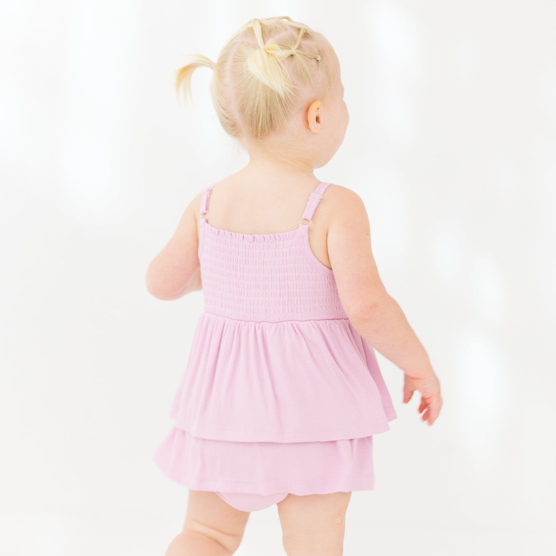 Lilac Mist Small Ribbed Ruffle Romper