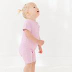 Lilac Mist Small Ribbed Summer Zip Romper