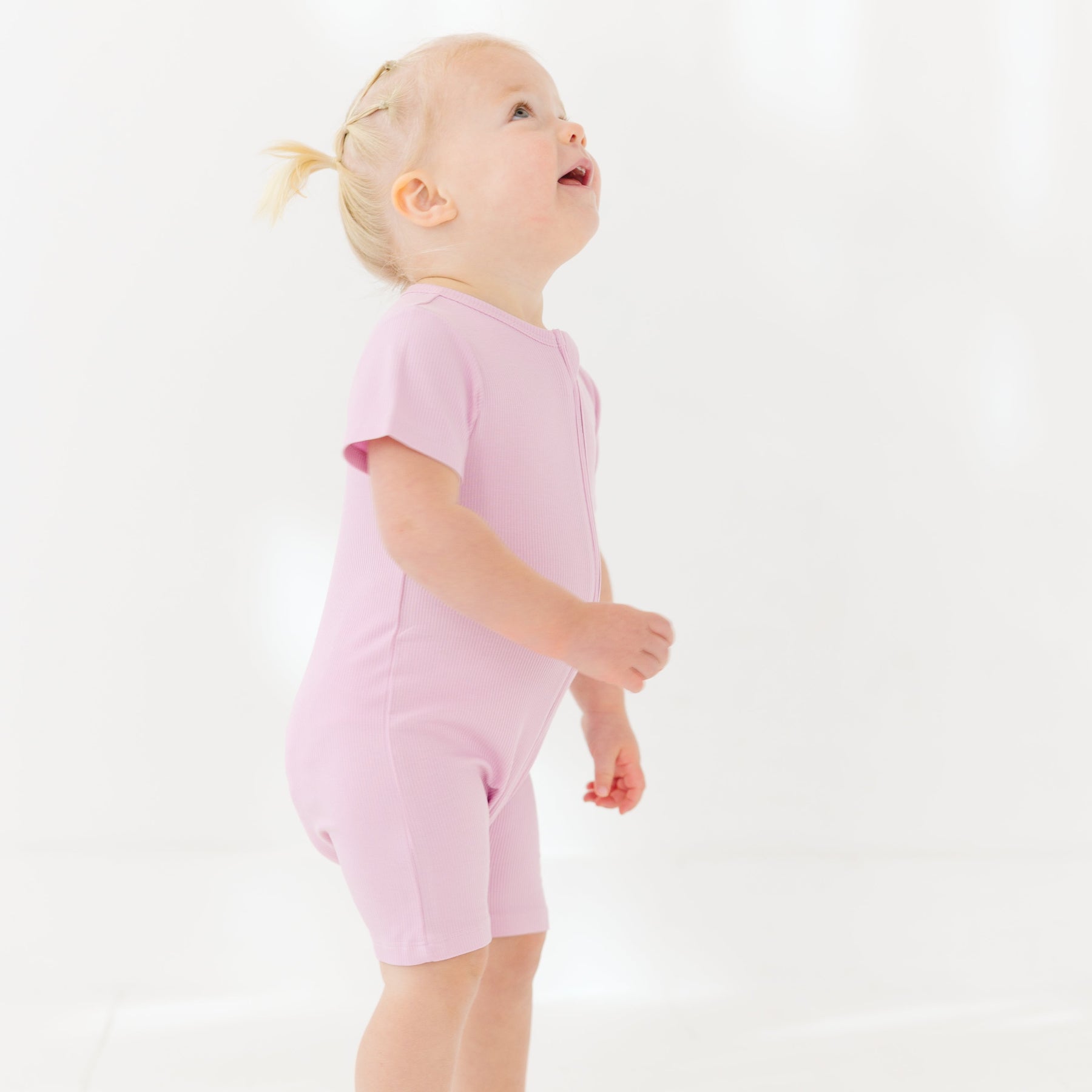 Lilac Mist Small Ribbed Summer Zip Romper