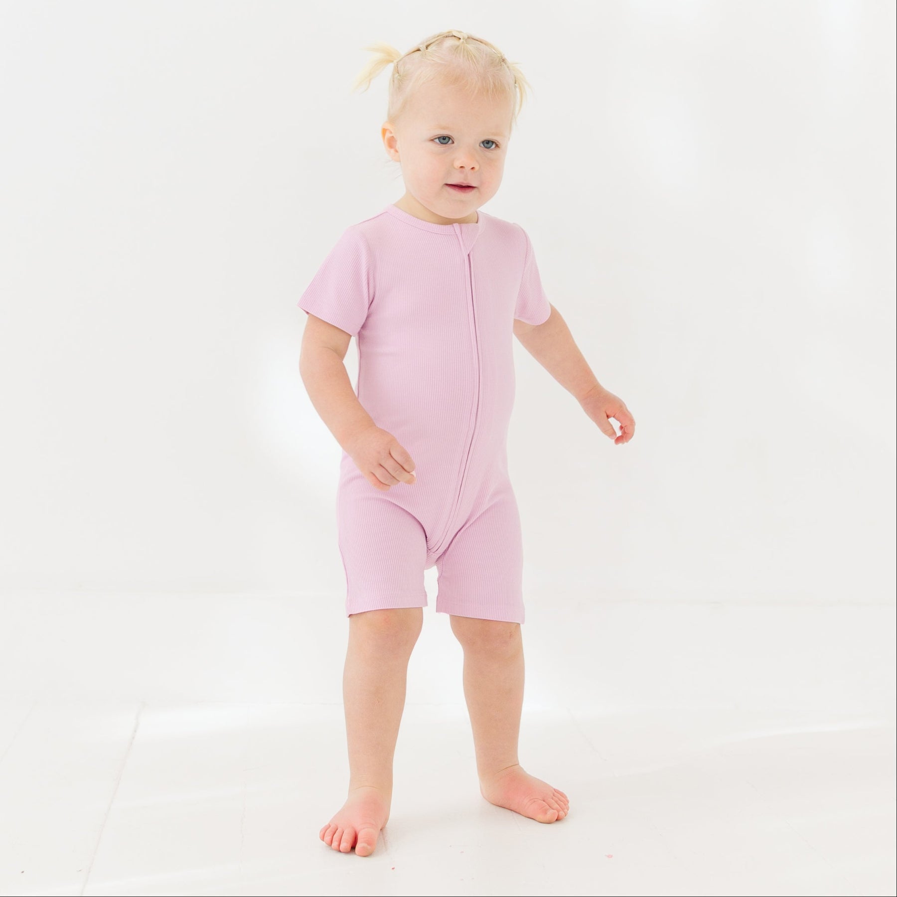 Lilac Mist Small Ribbed Summer Zip Romper