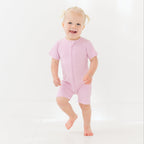 Lilac Mist Small Ribbed Summer Zip Romper