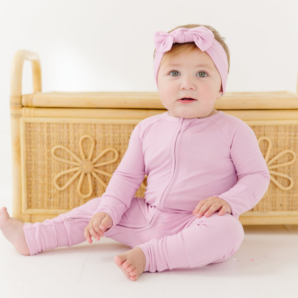 Lilac Mist Small Ribbed Zip Romper