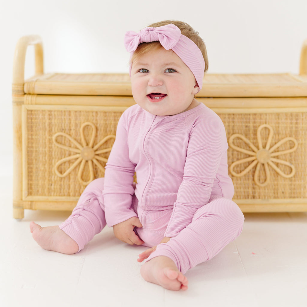 Lilac Mist Small Ribbed Zip Romper