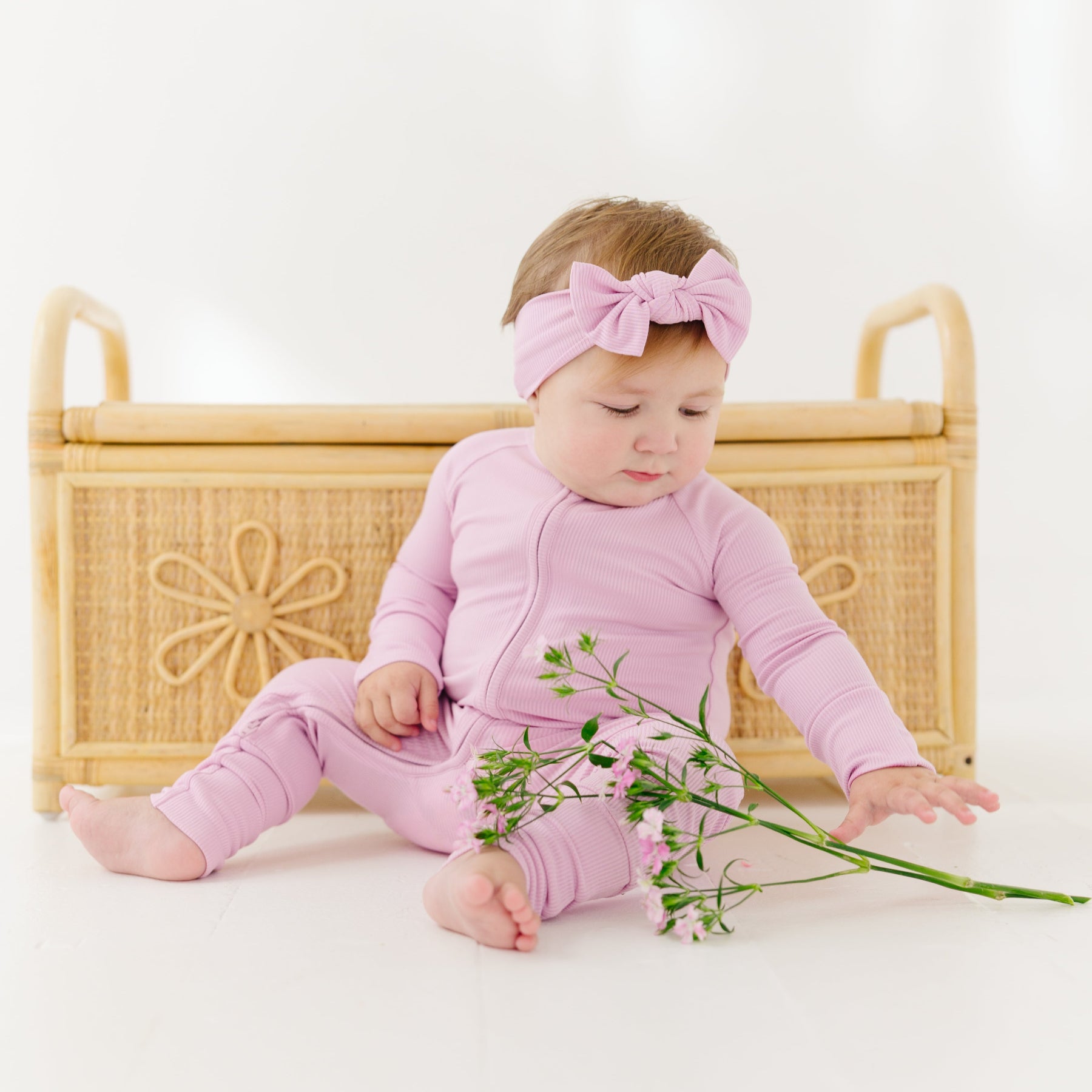 Lilac Mist Small Ribbed Zip Romper