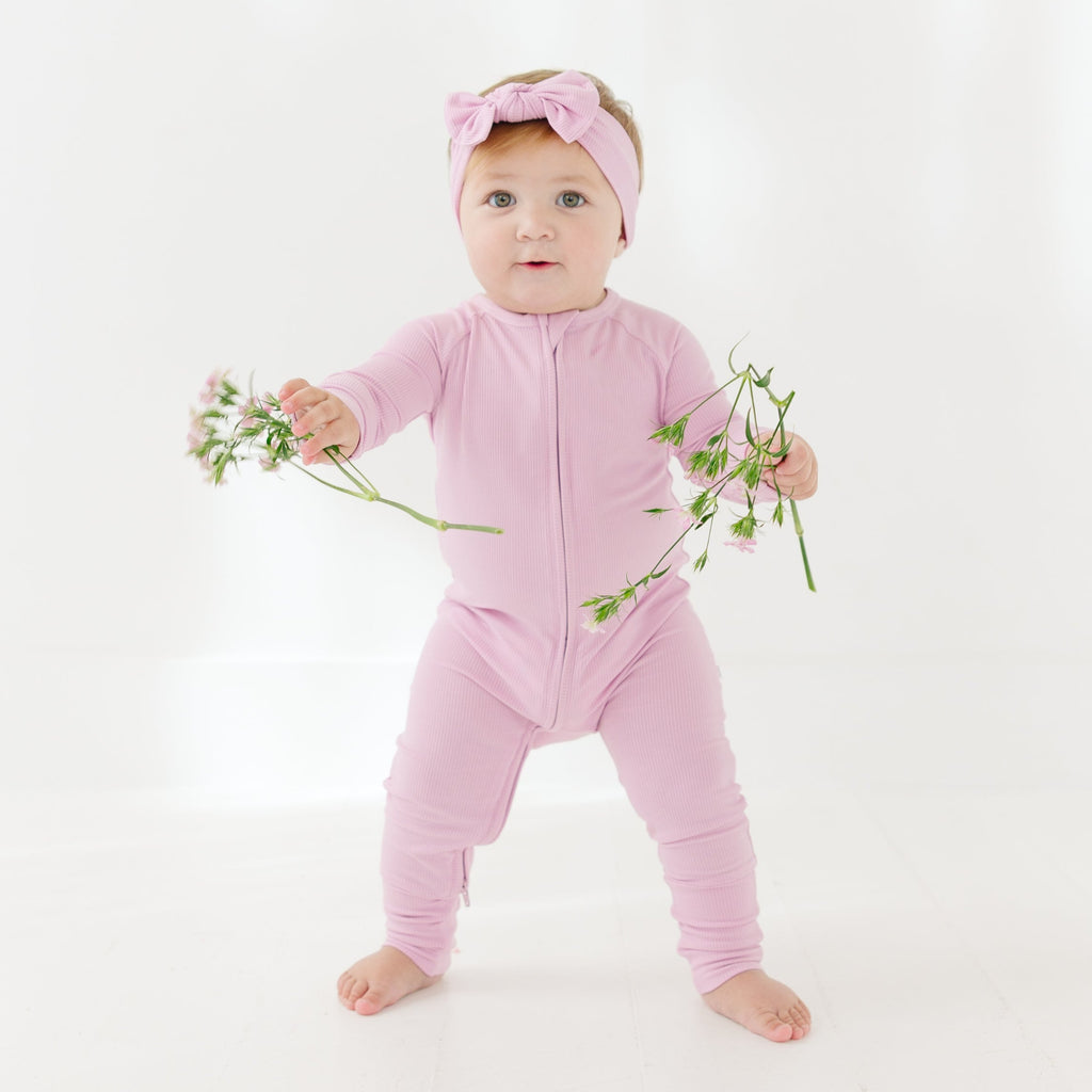 Lilac Mist Small Ribbed Zip Romper