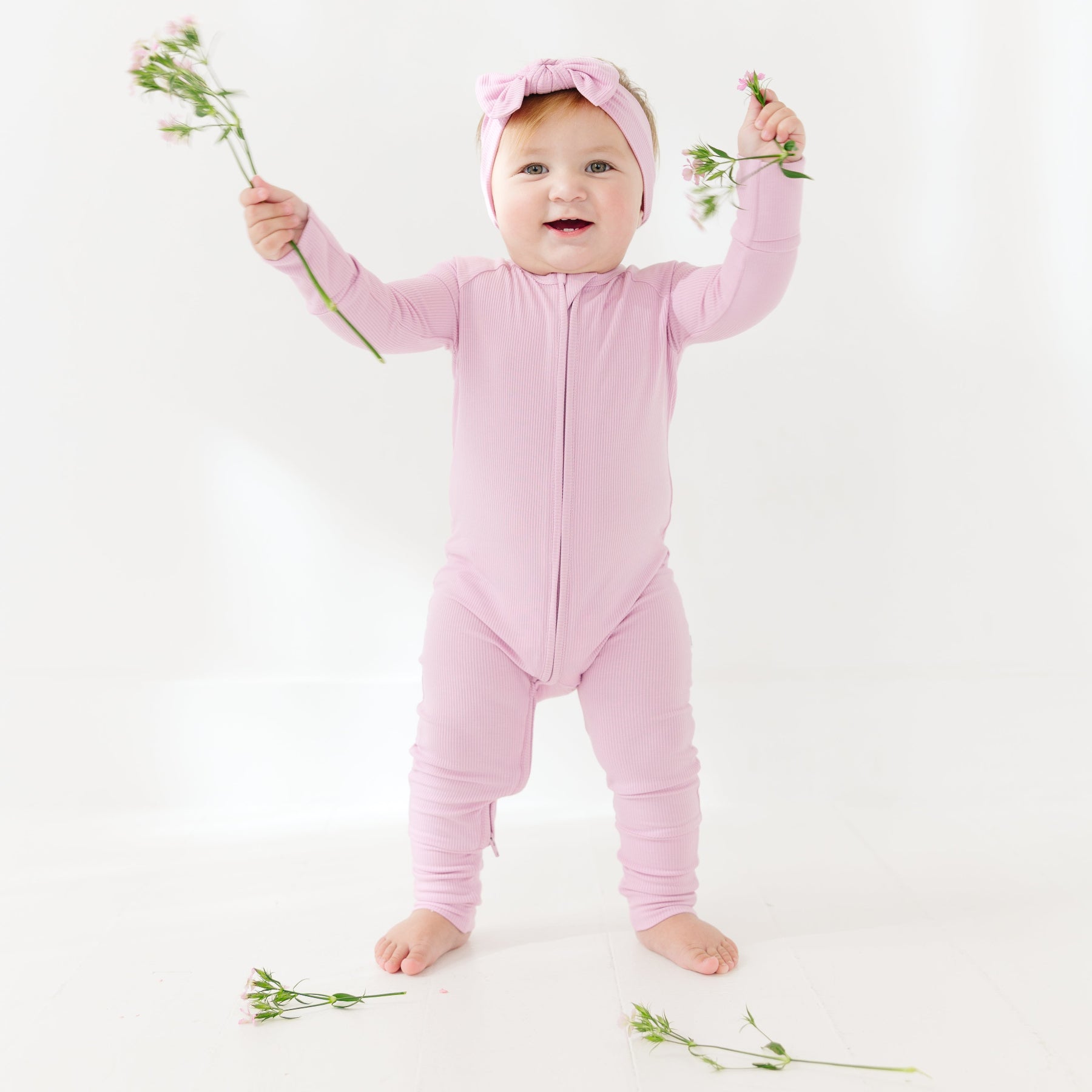 Lilac Mist Small Ribbed Zip Romper