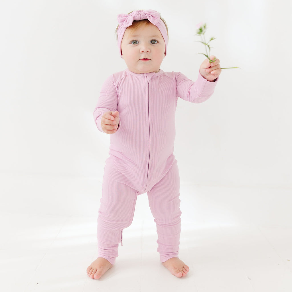 Lilac Mist Small Ribbed Zip Romper