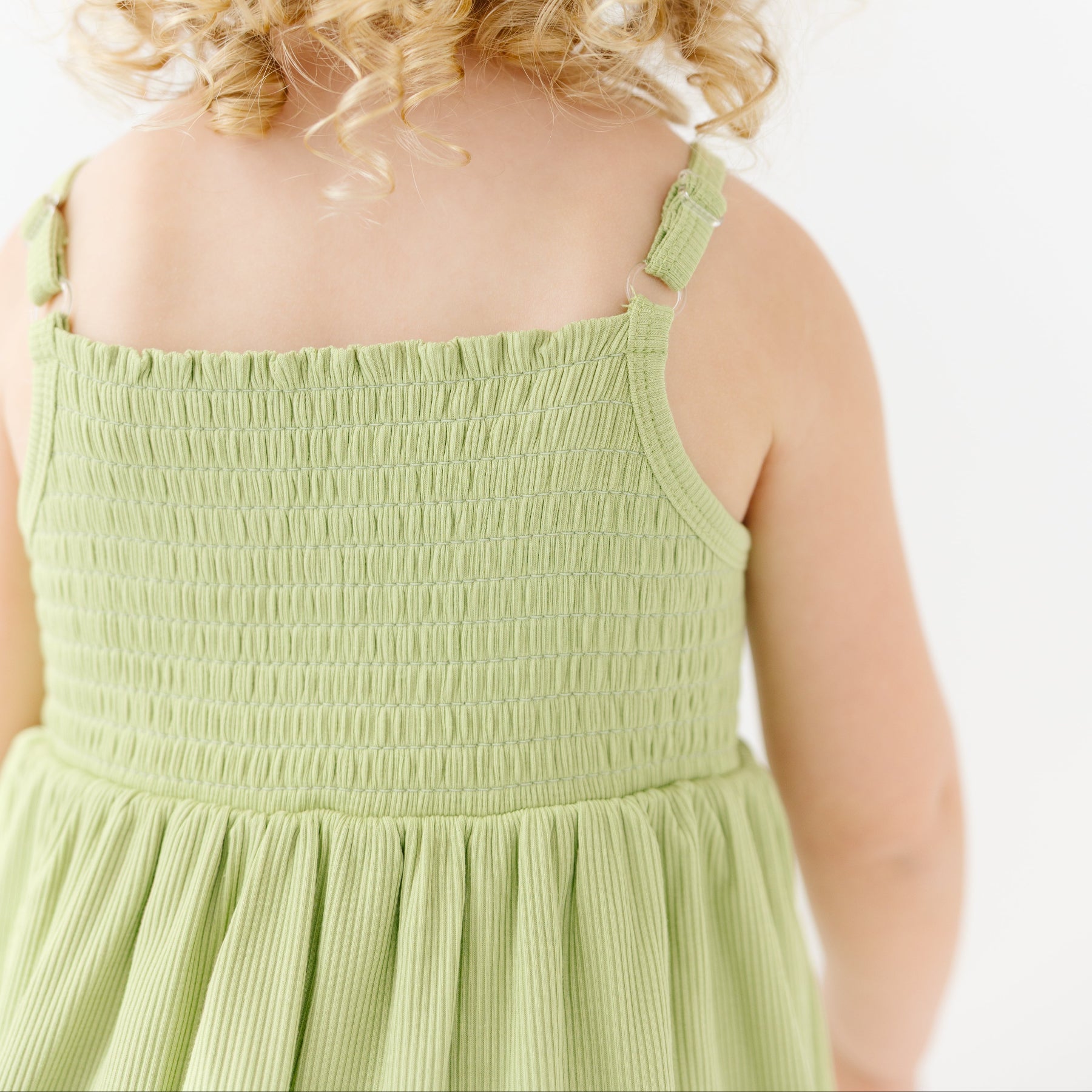 Tarragon Green Small Ribbed Ruffle Romper