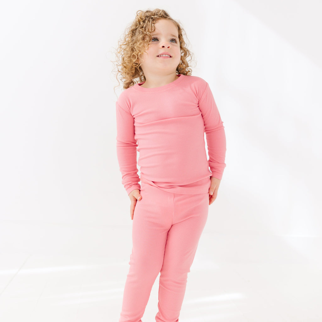 Peony Pink Small Ribbed Two-Piece Set