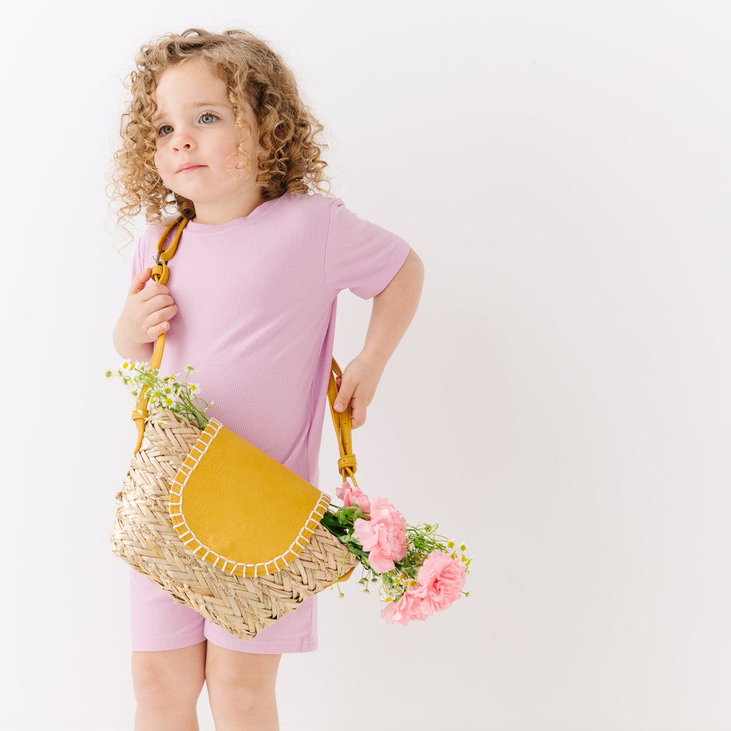 Lilac Mist Small Ribbed Shorts Two-Piece Set