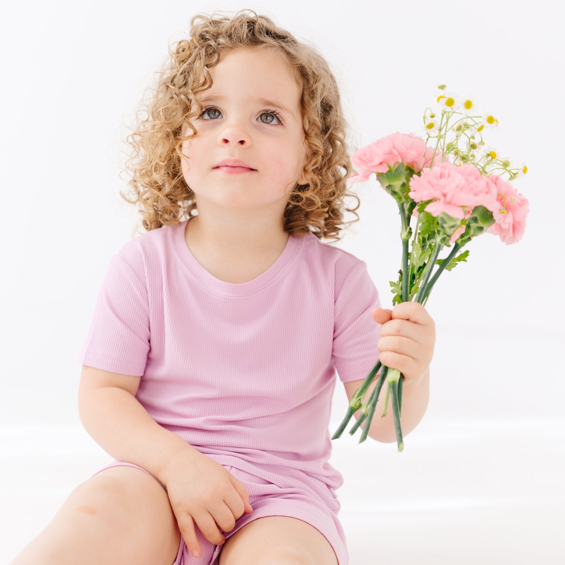 Lilac Mist Small Ribbed Shorts Two-Piece Set