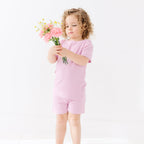 Lilac Mist Small Ribbed Shorts Two-Piece Set