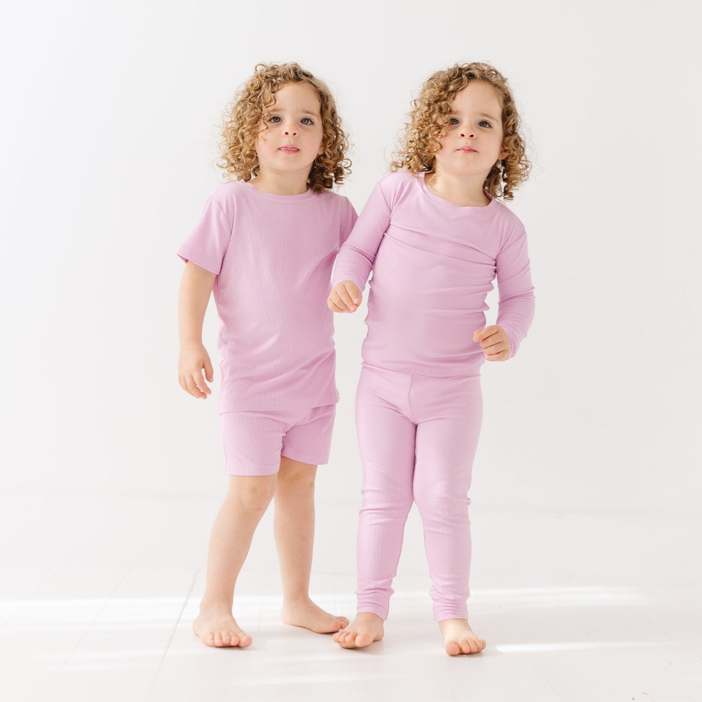 Lilac Mist Small Ribbed Shorts Two-Piece Set