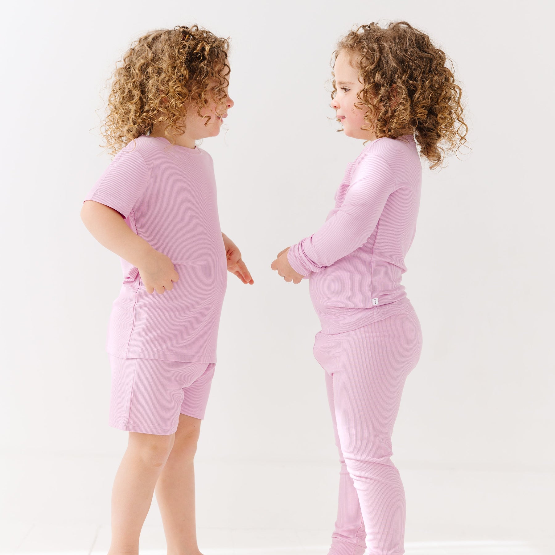 Lilac Mist Small Ribbed Shorts Two-Piece Set