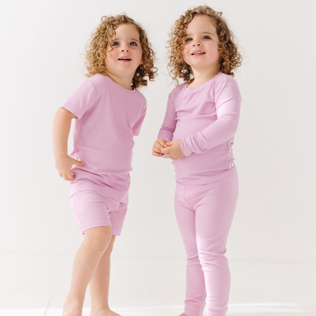 Lilac Mist Small Ribbed Shorts Two-Piece Set