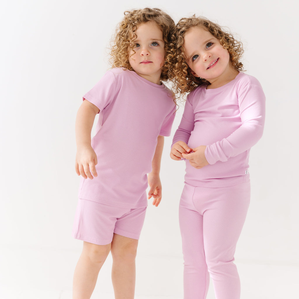 Lilac Mist Small Ribbed Shorts Two-Piece Set