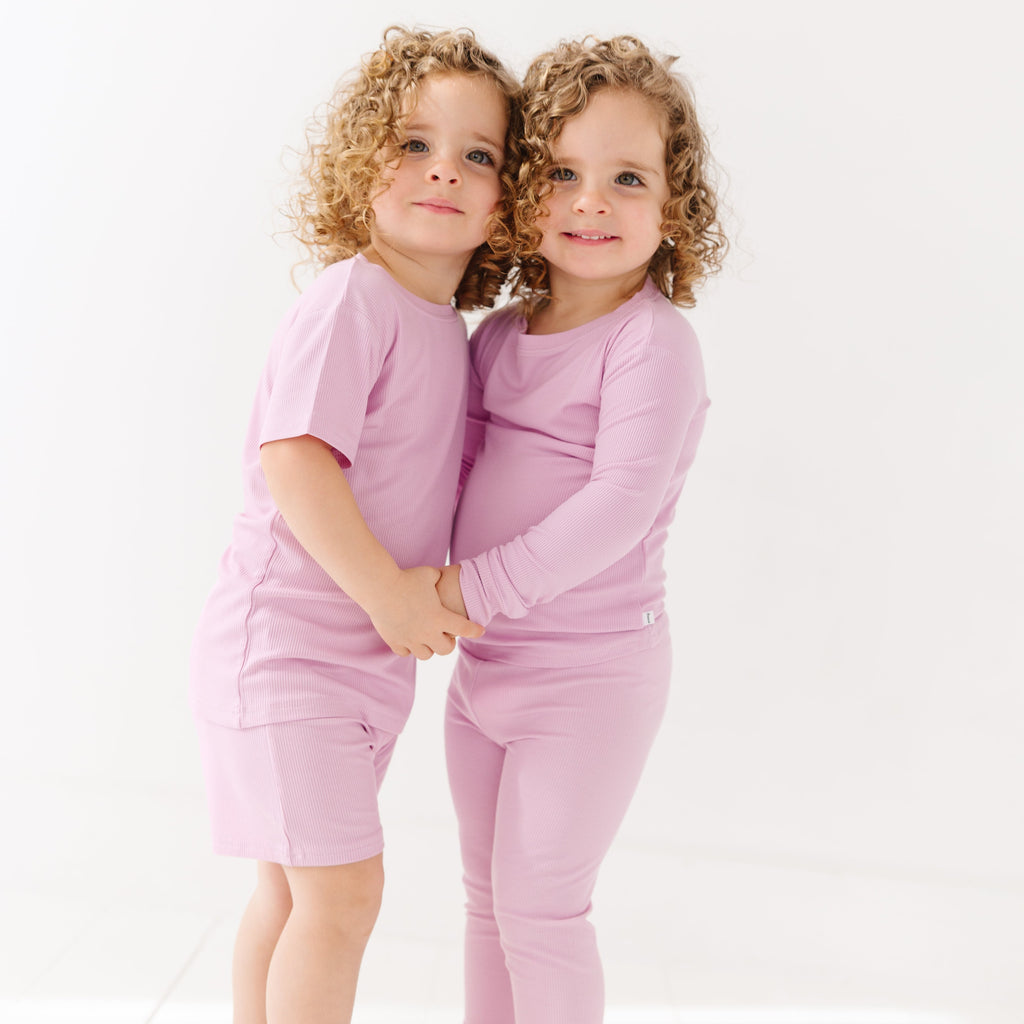 Lilac Mist Small Ribbed Shorts Two-Piece Set