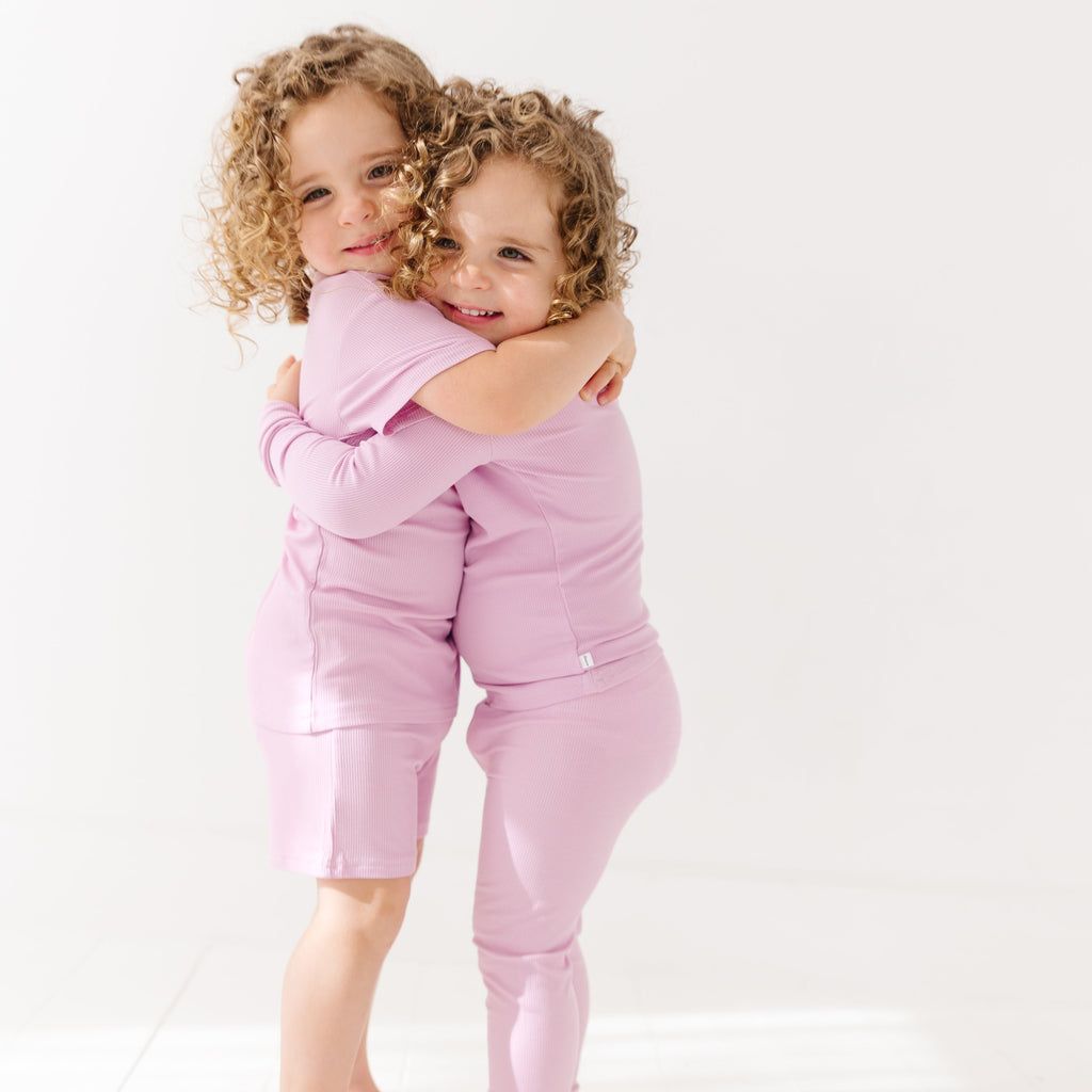 Lilac Mist Small Ribbed Shorts Two-Piece Set