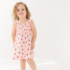 Strawberries Small Ribbed Flutter Sleeve Dress