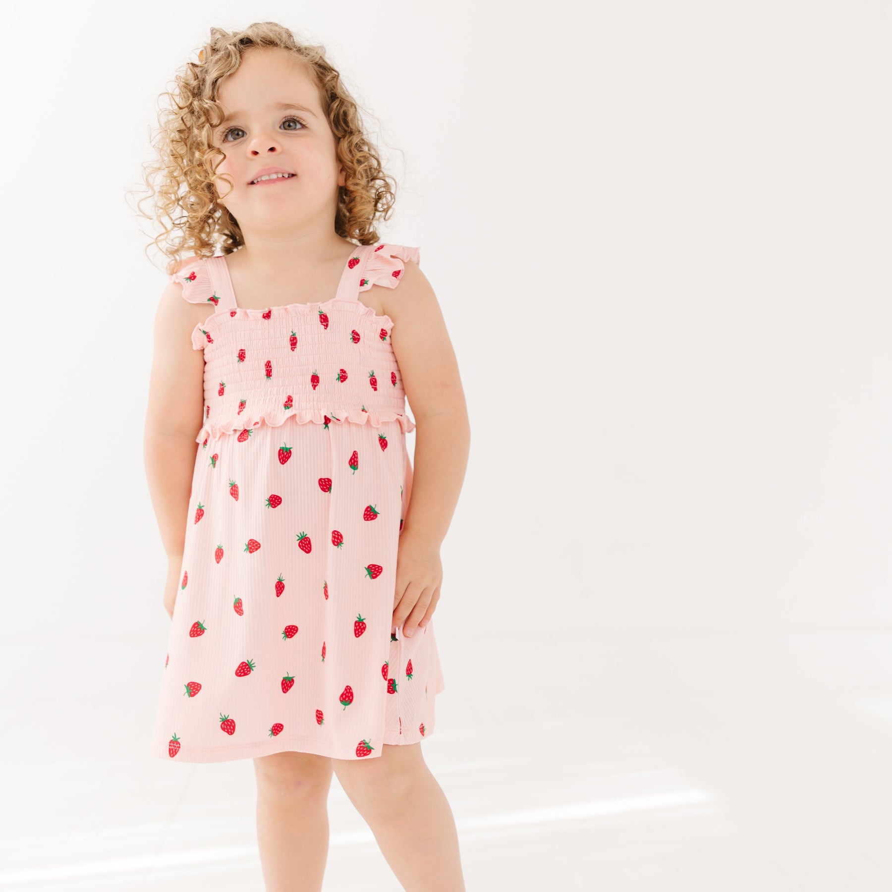 Strawberries Small Ribbed Flutter Sleeve Dress