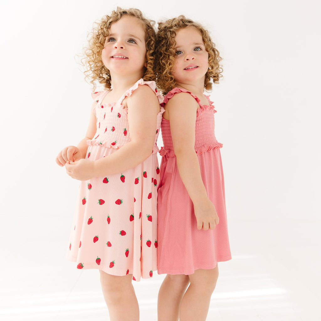Strawberries Small Ribbed Flutter Sleeve Dress