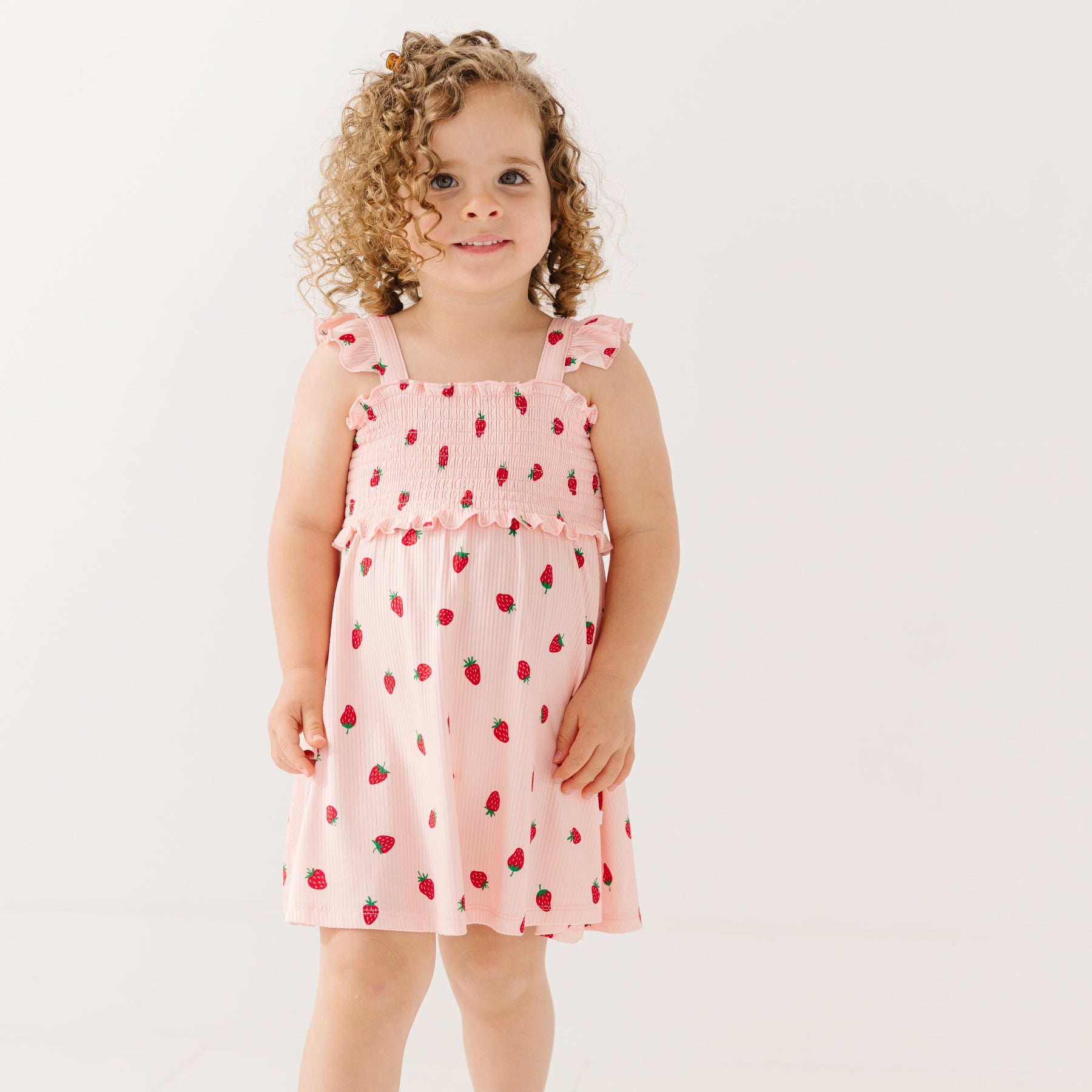 Strawberries Small Ribbed Flutter Sleeve Dress