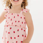 Strawberries Small Ribbed Flutter Sleeve Dress