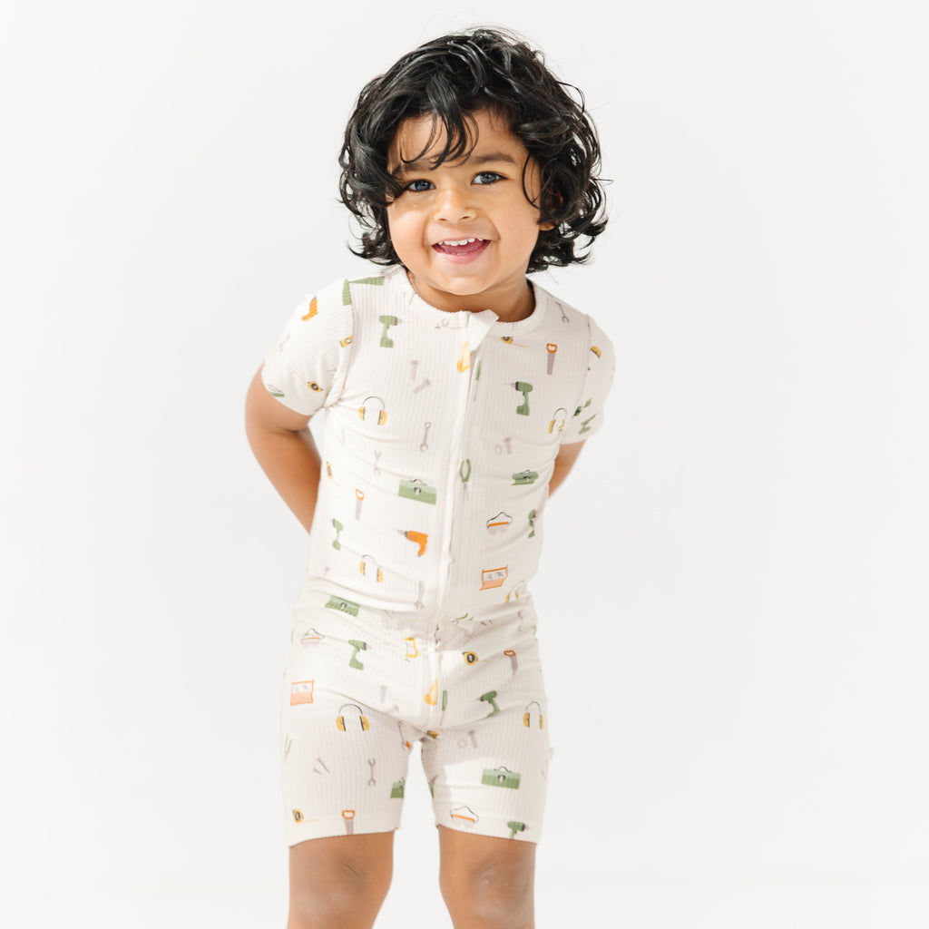 Tool Time Small Ribbed Summer Zip Romper