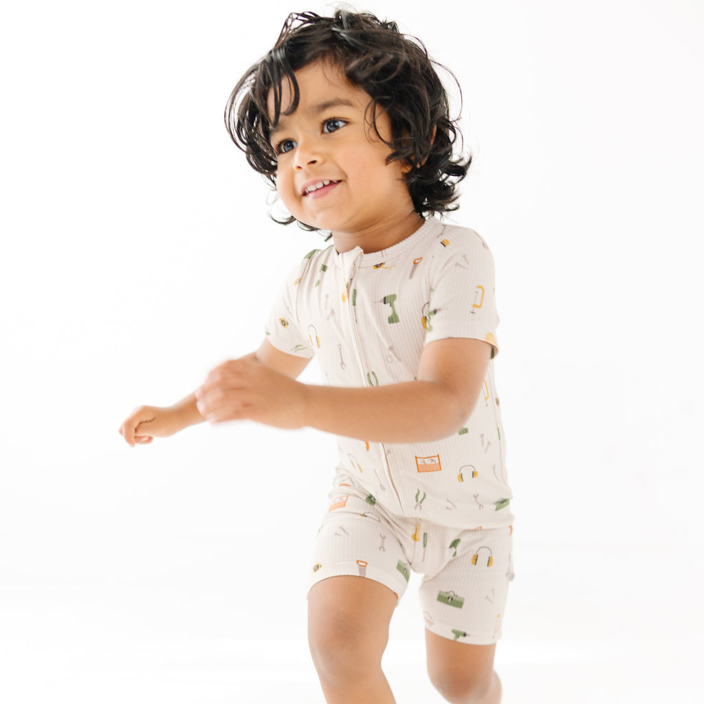 Tool Time Small Ribbed Summer Zip Romper