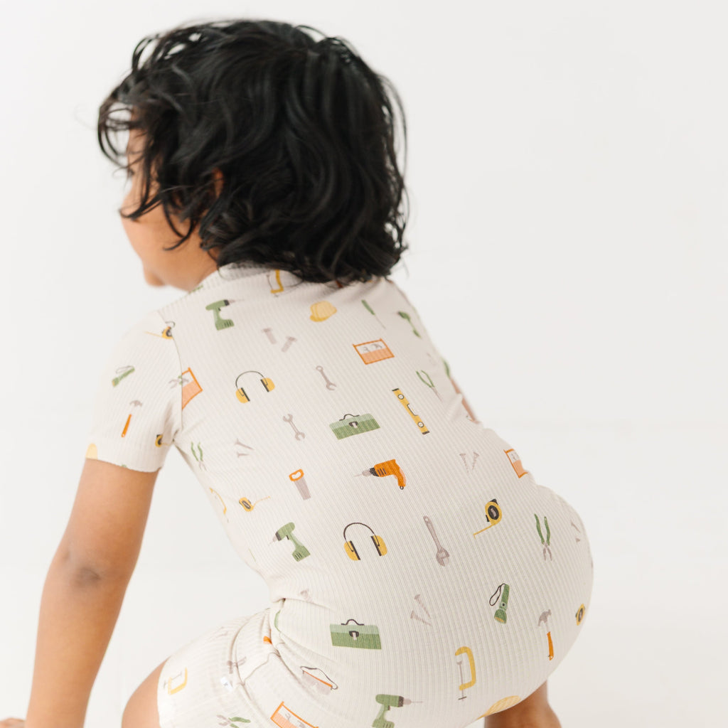 Tool Time Small Ribbed Summer Zip Romper