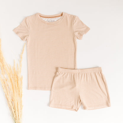 Honey Stripe Small Ribbed Shorts Two-Piece Set