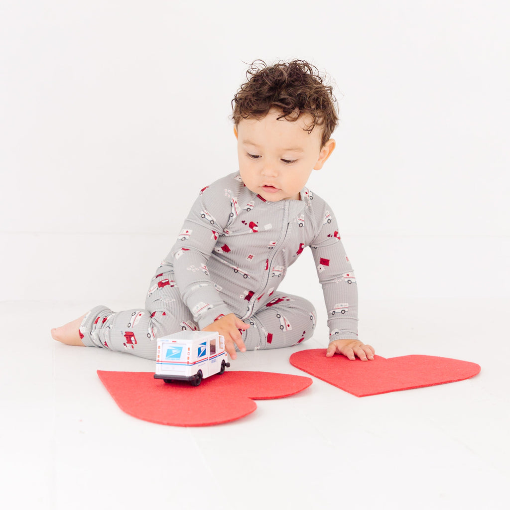 Cupid's Postal Service Small Ribbed Zip Romper