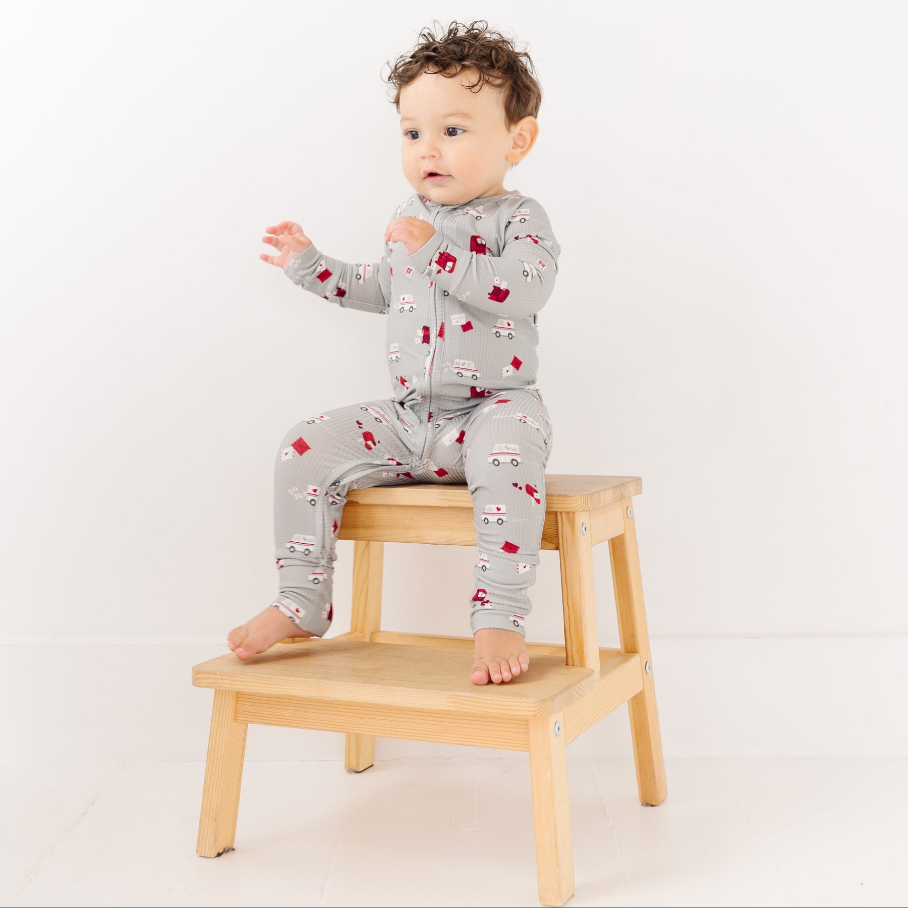 Cupid's Postal Service Small Ribbed Zip Romper