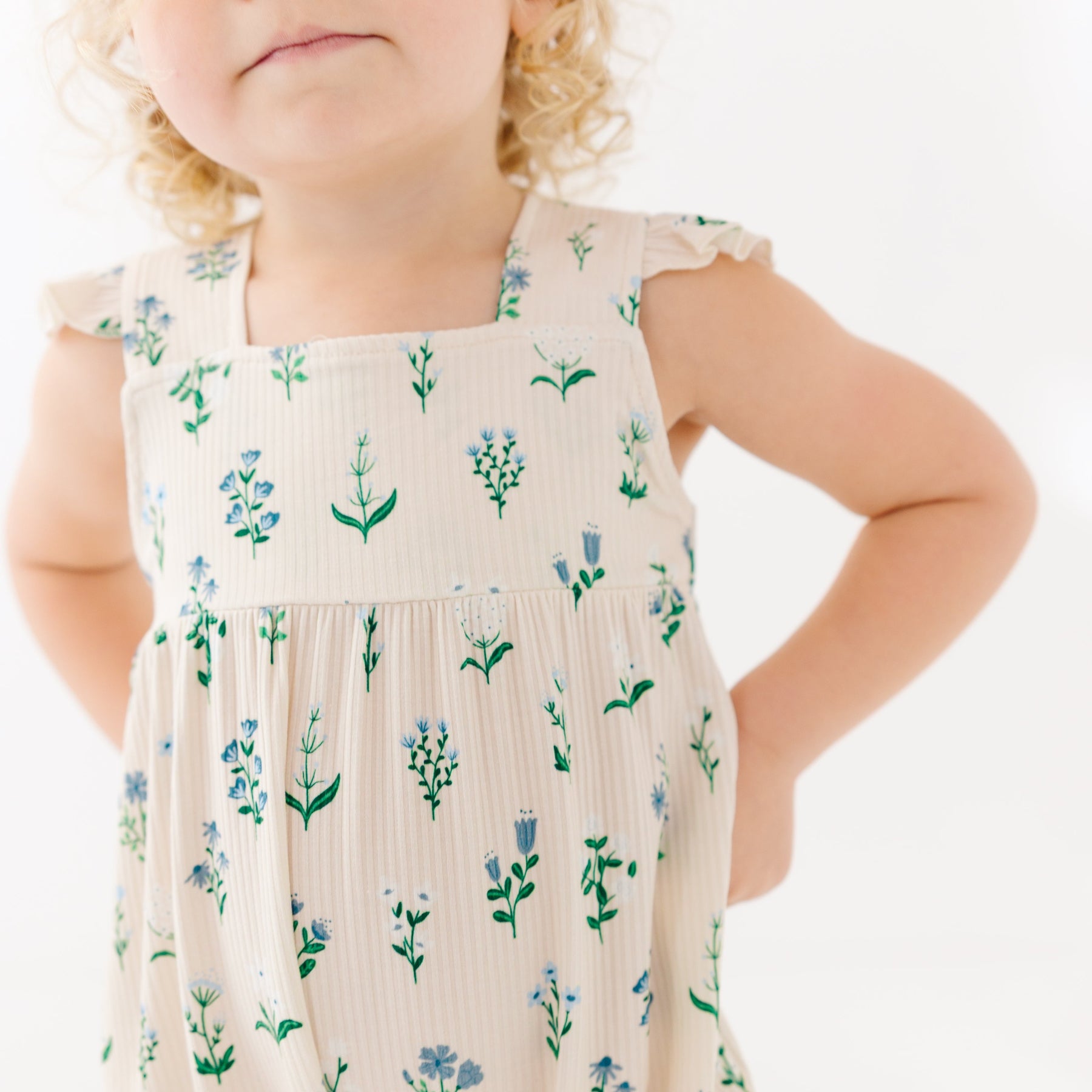 Morning Meadow Small Ribbed Flutter Sleeve Romper