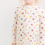 Pink Daisies Small Ribbed Zip Romper