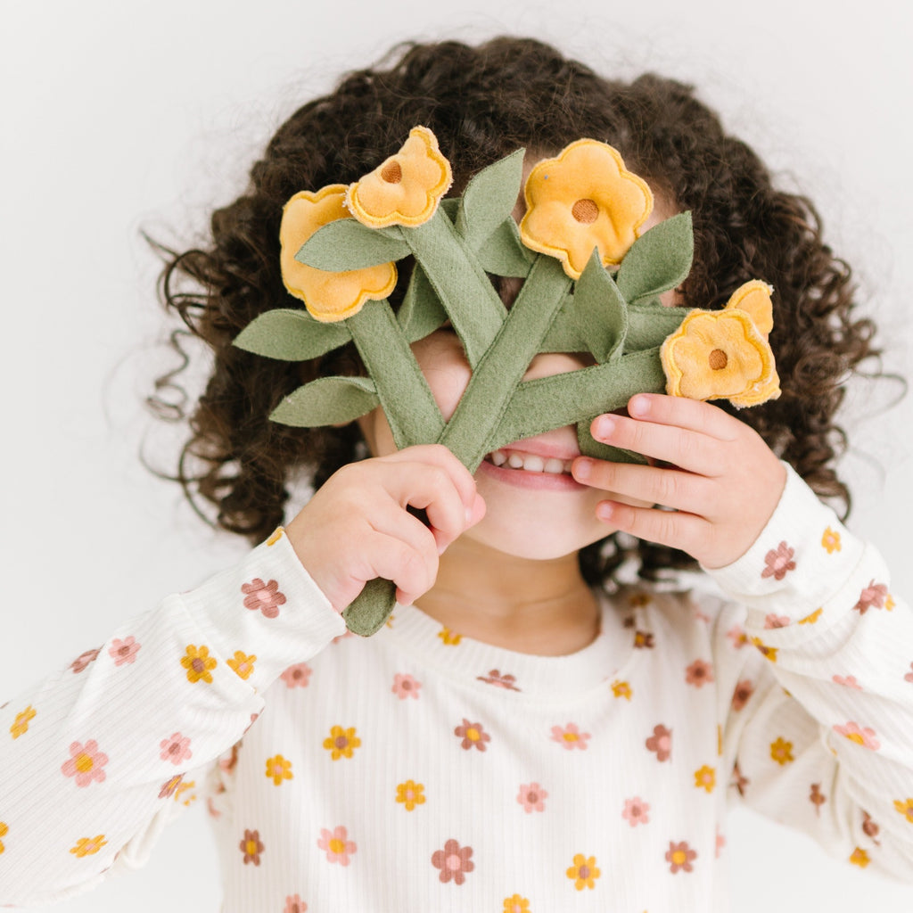 Pink Daisies Small Ribbed Two-Piece Set