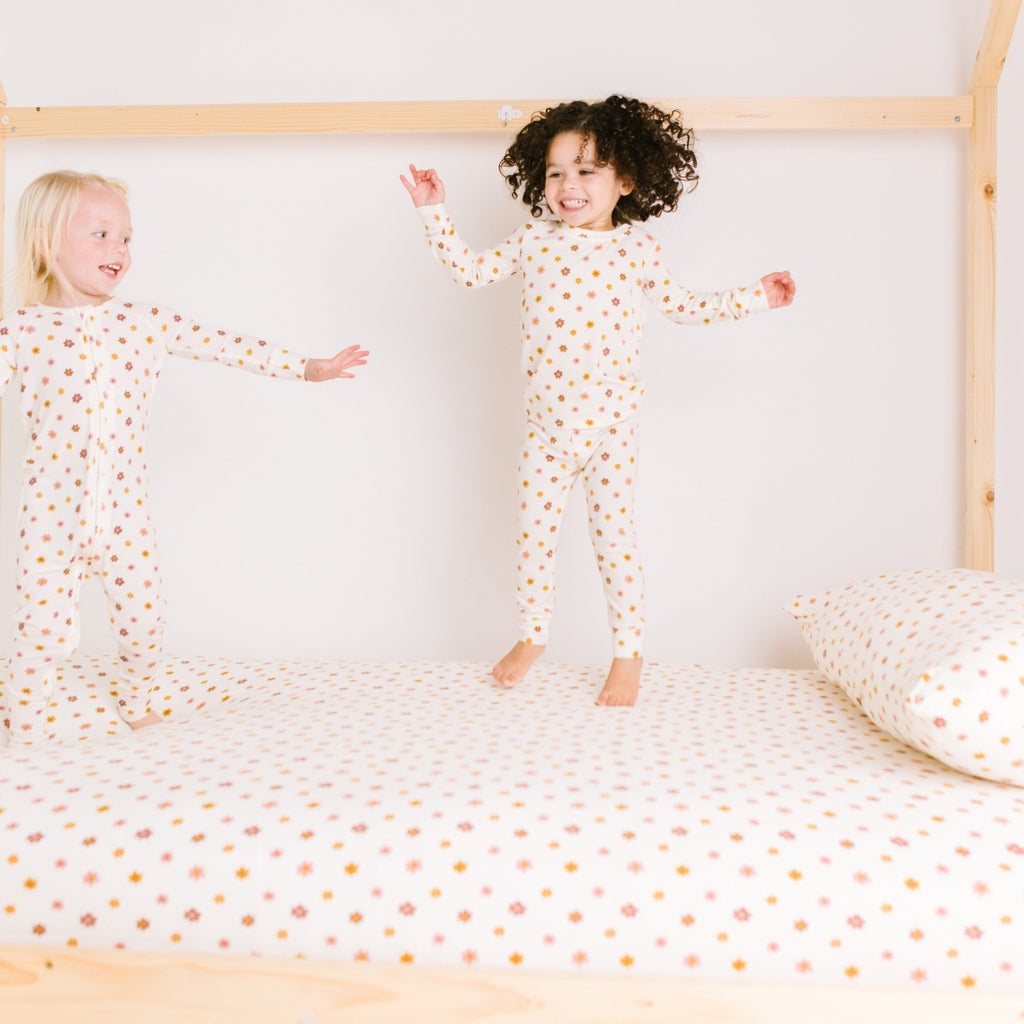 Pink Daisies Small Ribbed Two-Piece Set