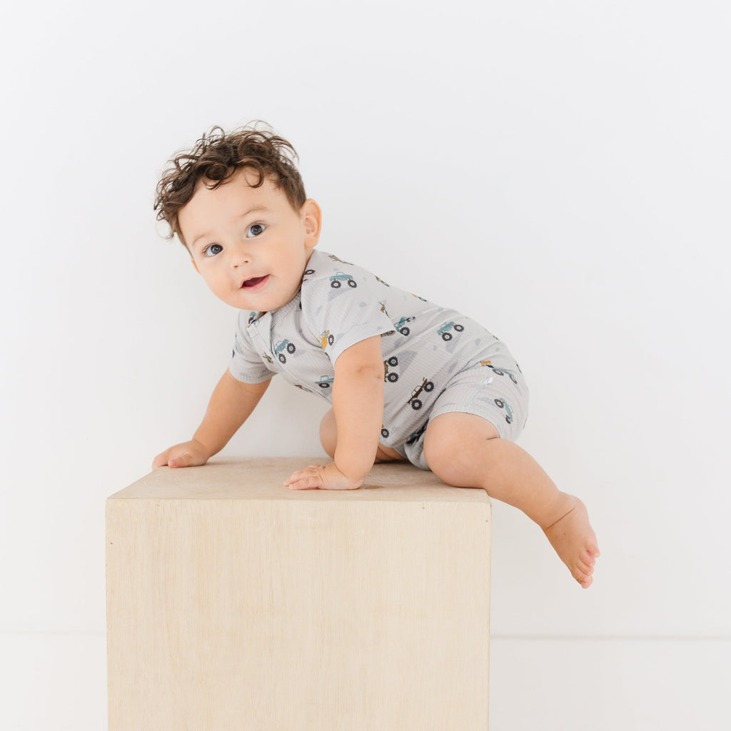 Monster Trucks Small Ribbed Summer Zip Romper