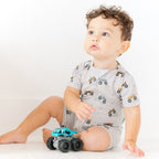 Monster Trucks Small Ribbed Summer Zip Romper