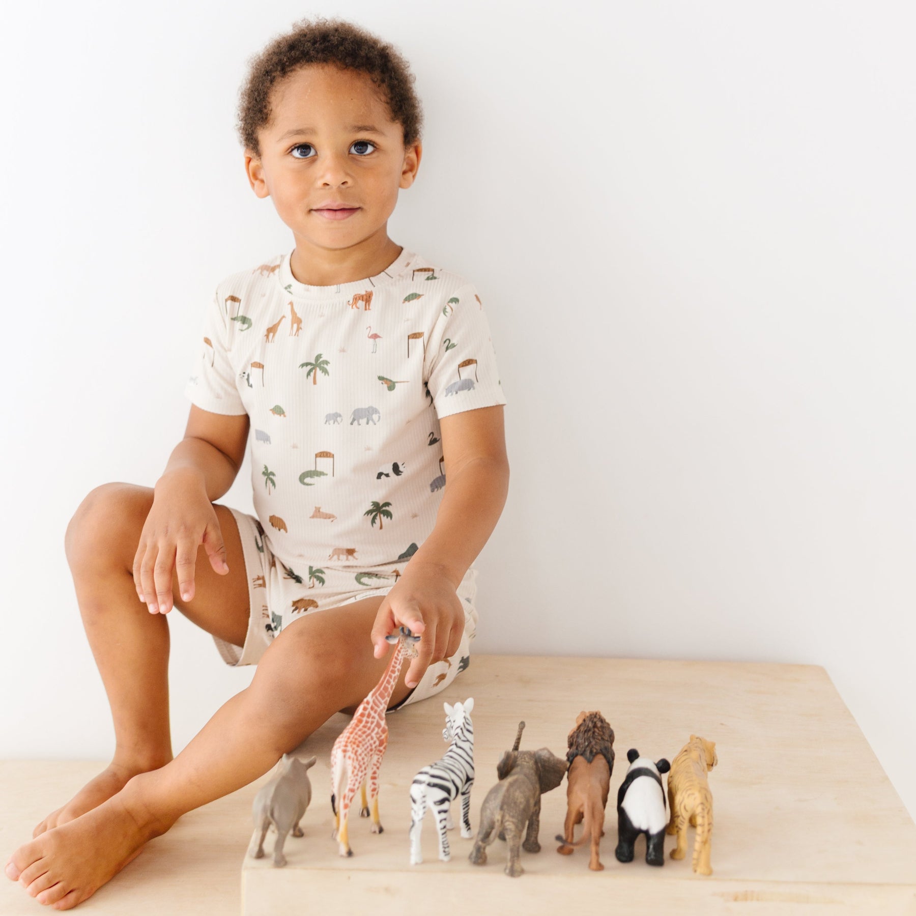 Zoo Day Small Ribbed Shorts Two-Piece Set