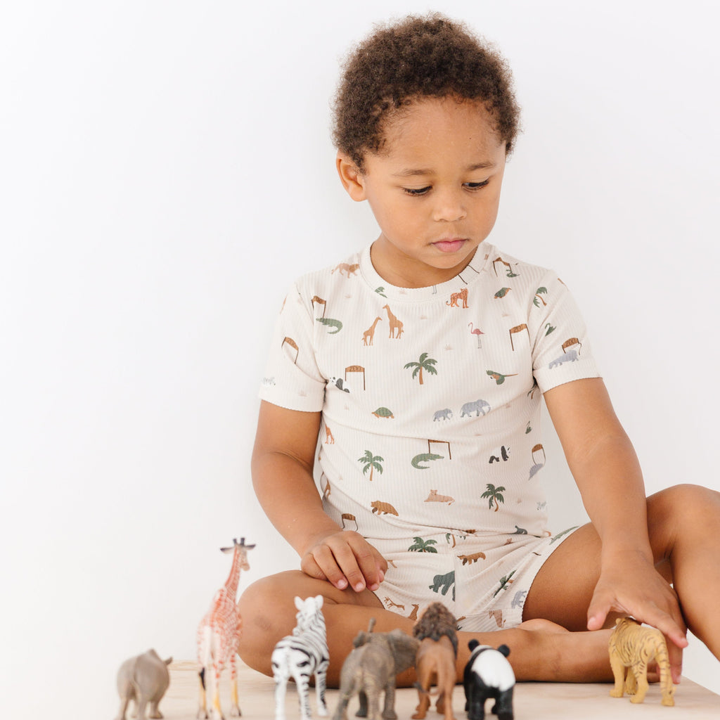 Zoo Day Small Ribbed Shorts Two-Piece Set