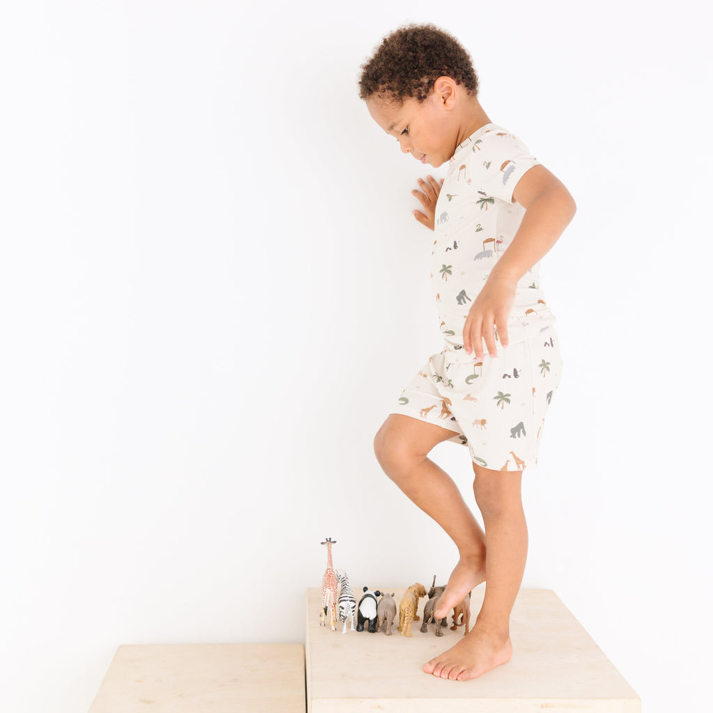 Zoo Day Small Ribbed Shorts Two-Piece Set