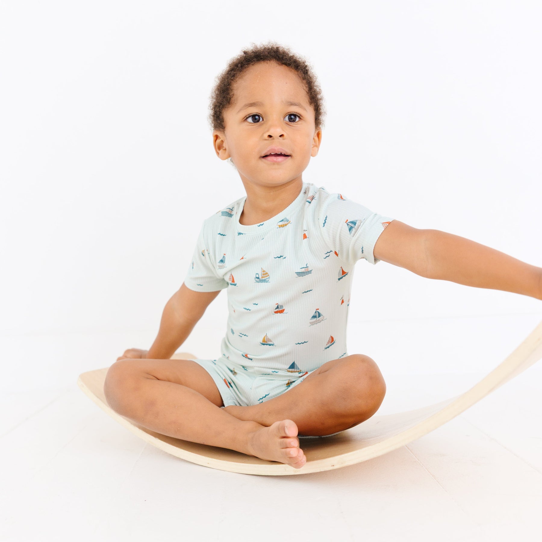 Nautical Boats Small Ribbed Shorts Two-Piece Set